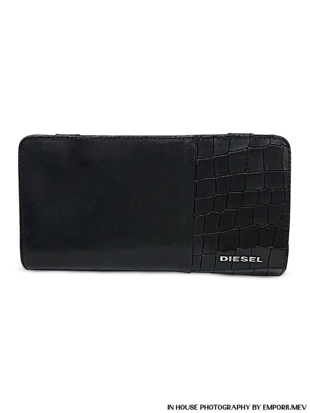 Diesel X03721 B-STAR Black Crocodile Embossed Design Long Wallet (0226)
